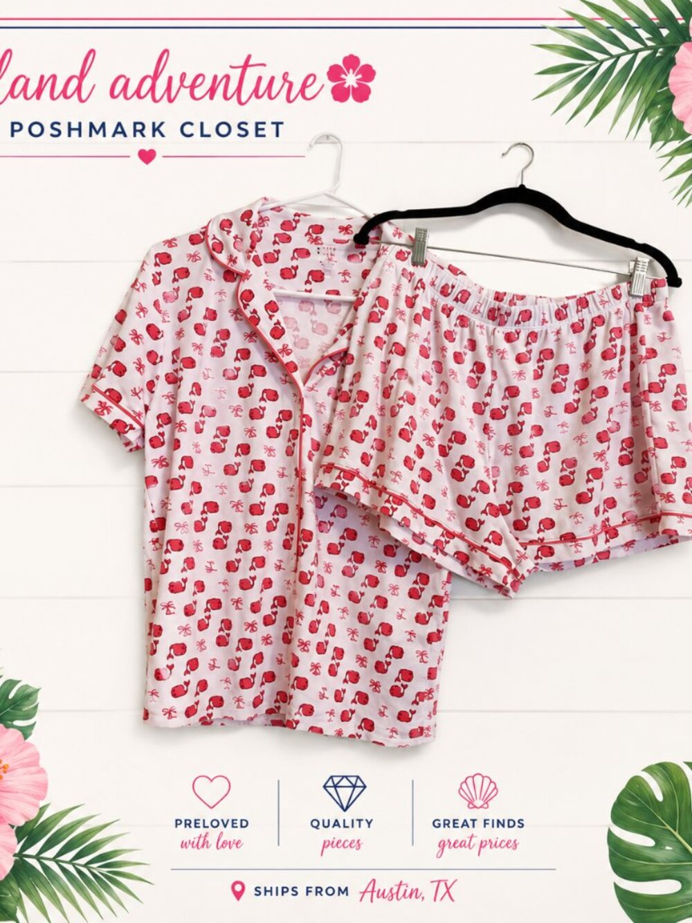 Roller Rabbit Red Whales PJs - L